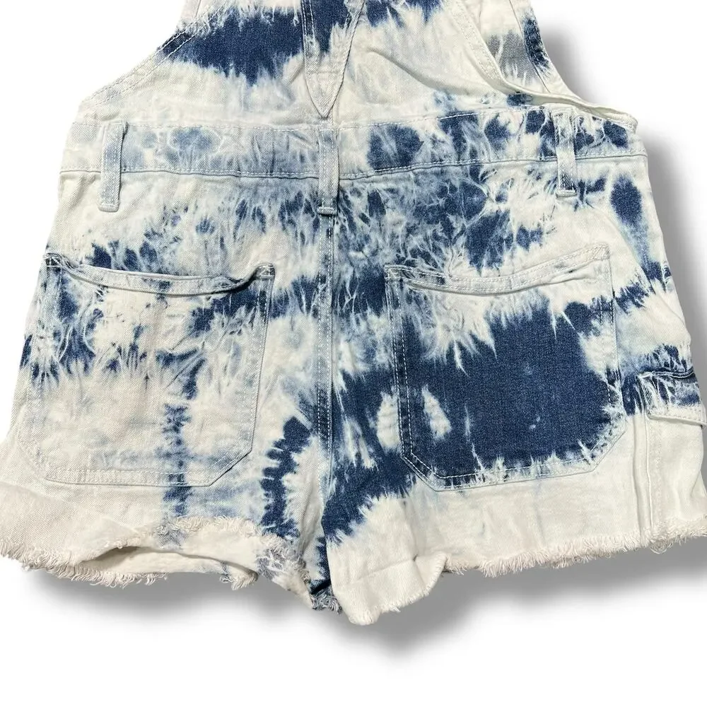 No Boundaries Girls Overall Bib Shorts Denim Blue Jean Acid Wash Medium 7 9